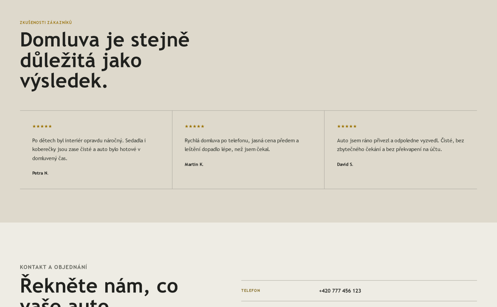 Sekce recenzí zákazníků na moderním webu Auto Čištění Profi